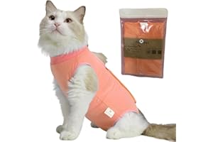 Acoutpet Cat Recovery Suit Female Kitten Cat Onesie for Cats After Surgery Female Spay Surgical Abdominal Wound Skin Diseases Cone Collar Soft Alternative Wear (Orange, S)