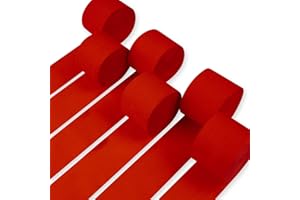 PartyWoo Red Crepe Paper Streamers 6 Rolls 492 ft Pack of Red Crepe Paper for Graduation Christmas Valentine's Day Independen