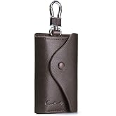 Contacts Car Key Case for Men and Women Small Leather Key Holder Key Cover with 6 KeyChains