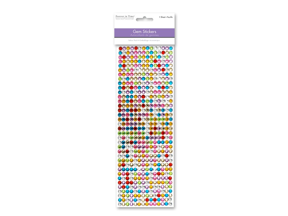 Multicraft Imports MultiCraft 6mm Gem Stickers-Multicolor, Other, Multicoloured, 0.38x10.79x33.02 cm