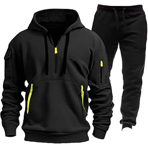 HYYGOCCTV Men Tracksuit 2 Piece Outfit Sweat Suits Set Casual Half Zip Pullover Soft Fleece Hoodie & Jogger Sweatpants