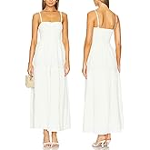 Capuffy Women's Adjustable Spaghetti Straps Smocked Maxi Dress Tiered Skirt Pleated Boho Summer Dress Long Beach Sundress 379