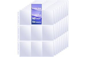 TIOPLIOR 40 Pack 9 Pocket Page Protectors,720 Pockets Double Sided Card Holder Pages for a 3 Ring Binder, Card Protector Sheets Baseball Card Binder,Fit for MTG, TCG, Baseball Standard Cards
