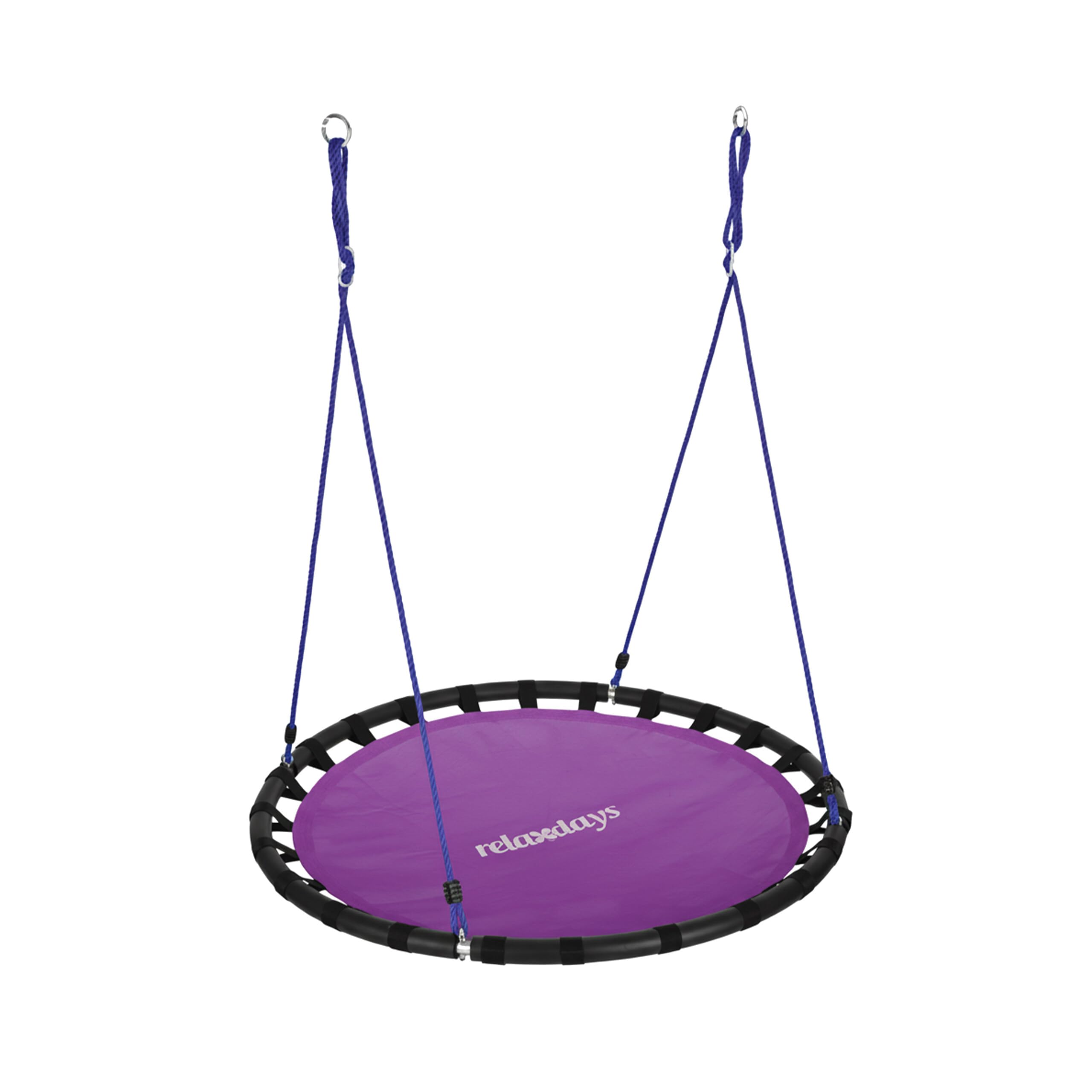 Relaxdays Nest Swing, Round Hanging Swing for Children, Height-Adjustable, Ø: 120 cm, For up to 100 kg, Purple