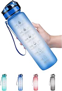 DYD Botella de agua con marcador de tiempo, botella de agua de 32 onzas