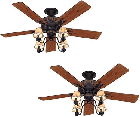 Set Of 2 Hunter Adirondack 52 In Brittany Bronze Downrod Or Flush