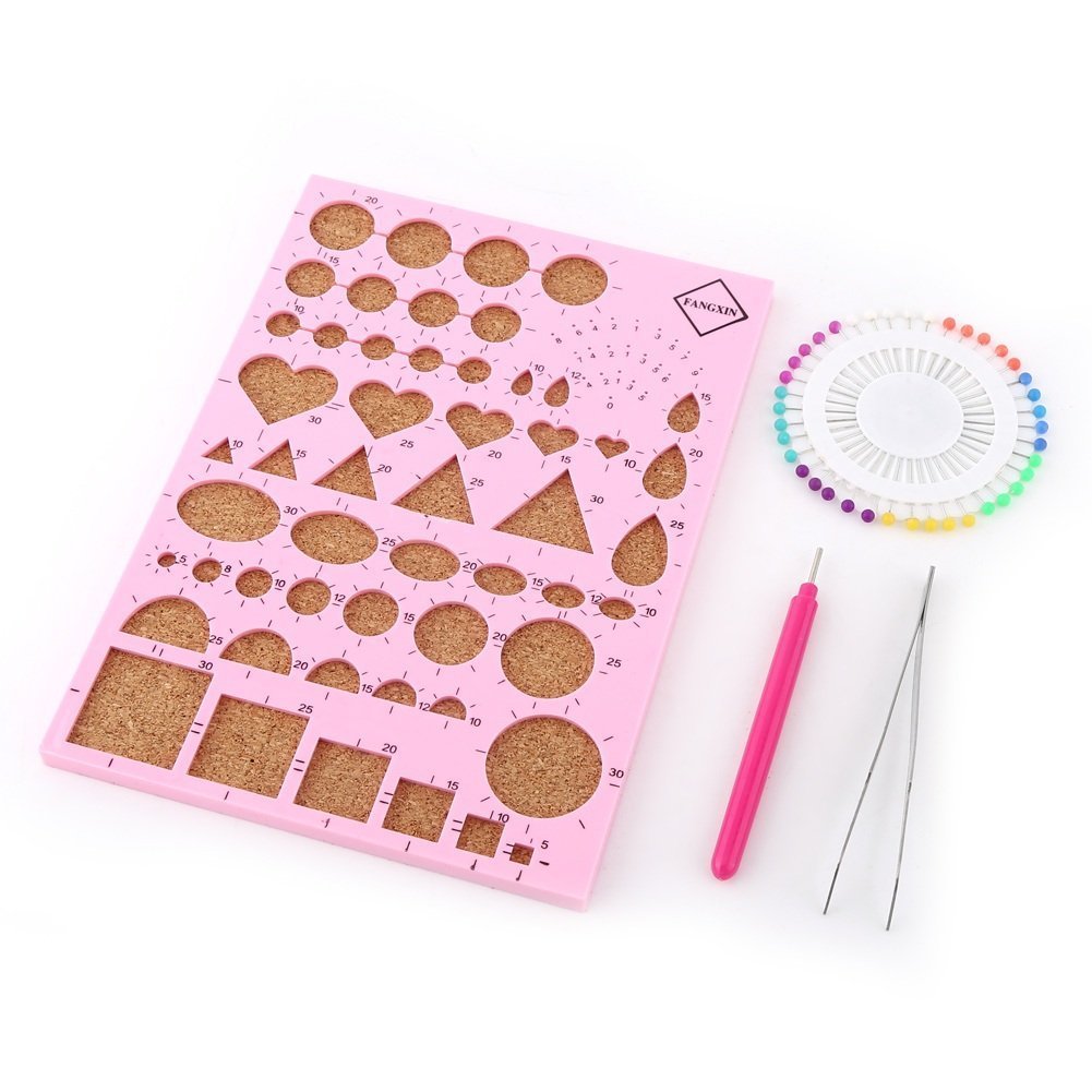 Paper Quilling DIY Craft Kit Template Board + Tweezer + Pins + Slotted Pen Quilling Tools Kit (Color : Pink)