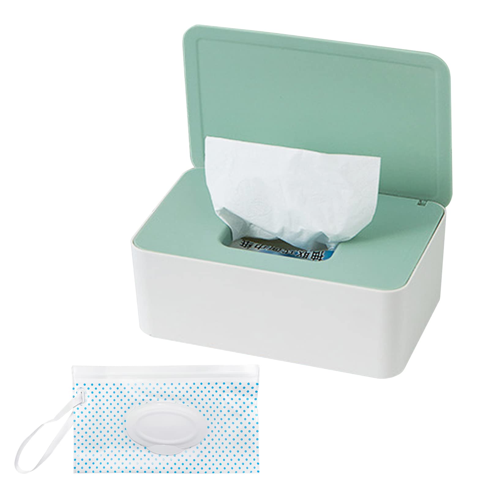 Wet Wipes Box and Baby Wet Wipe Pouch Set Wipes Dispenser Case Wet Wipes Dispenser Tissue Storage Refillable Wet Wipe Box Travel Container Wipes Bag Wet Wipe Dispenser for Baby and Adult