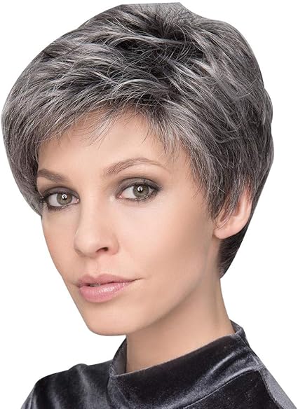 Amazon Com Pentaero Mixed Real Hair Gray Wig Old Women Mix