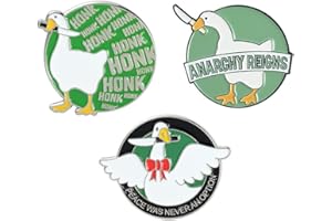 XKYDYF 3pcs Crazy Big White Goose Round Enamel Brooches Funny Spoof Animal Lapel Pin Big White Goose Knife Brooch For Child Cute Bag Jacket Backpack Pins Gifts For Friends