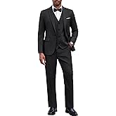 COOFANDY Men's 3 Pieces Suit Classic One Button Single Breasted Slim Fit Blazer Jacket Vest Pants Set Wedding Busines