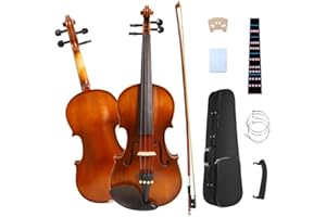 Yinfente 4/4 3/4 1/2 1/4 Acoustic Violin Kit 4 String Maple SpruceTop Ebony Fittings Solid Wood For Beginner,Child,Student Ca