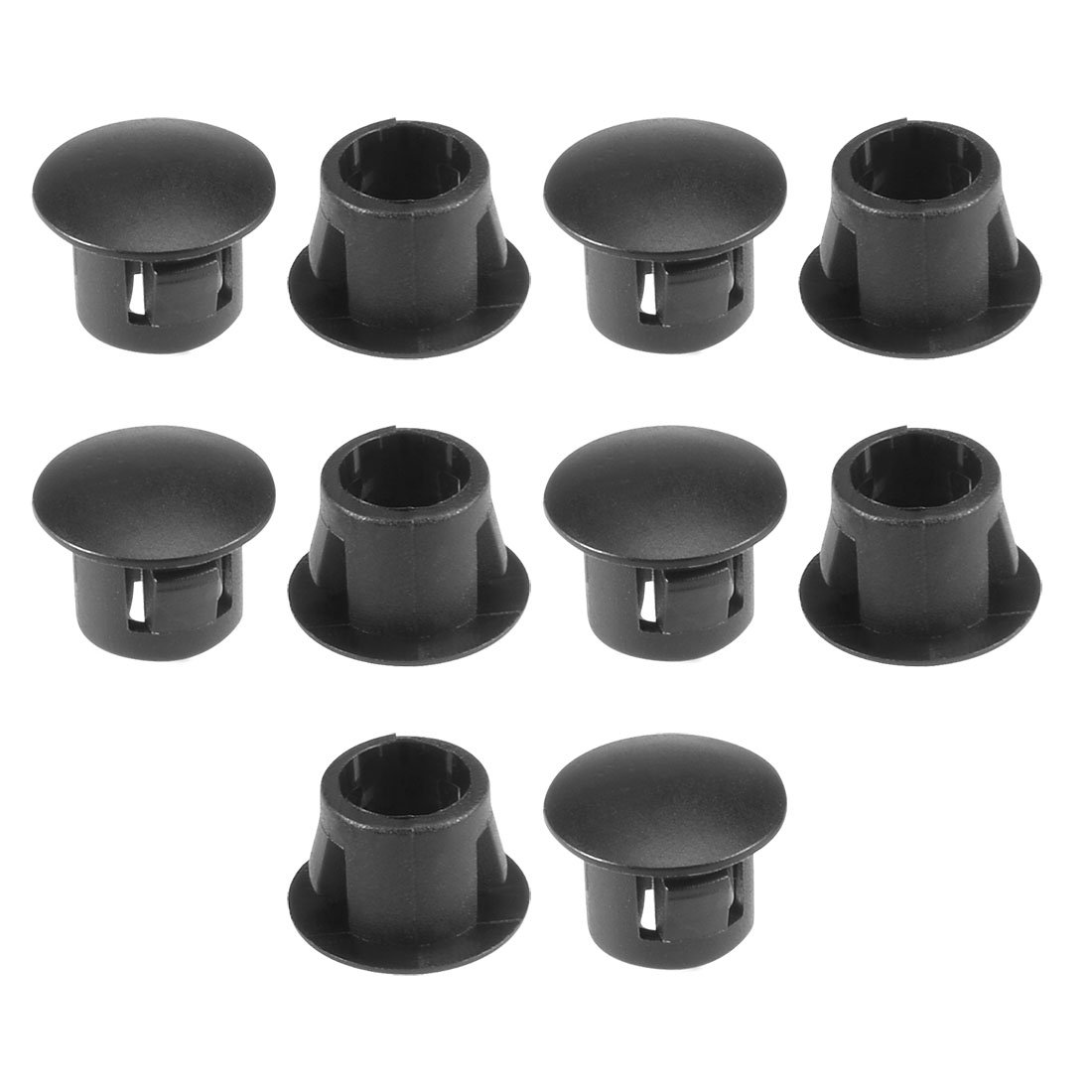 sourcingmap Hold Plugs,10pcs 7.8mm x 8mm Black Nylon Round Snap Panel Locking Hole Plugs Cover