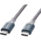 Amazon Basics Nylon Braided USB-C to USB-C 2.0 Fast Charger Cable, 60W, 480Mbps Speed, USB-IF Certified, for Apple iPhone 16/15, iPad, Samsung Galaxy, Tablets, Laptops, 10 Foot, Dark Gray