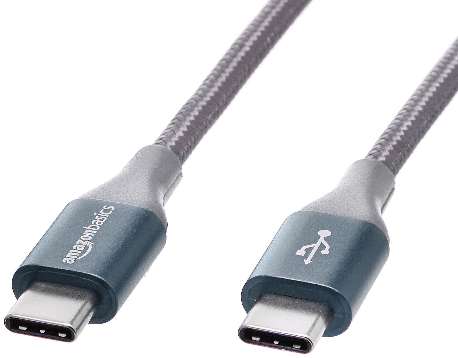 Amazon Basics USB-C to USB-C Cable Charger Cable, Nylon Braided Cord, 480Mbps Speed, USB-IF Certified, for Apple iPhone 16/15, iPad, Samsung Galaxy, Tablets, Laptops, 3 m, Dark Grey