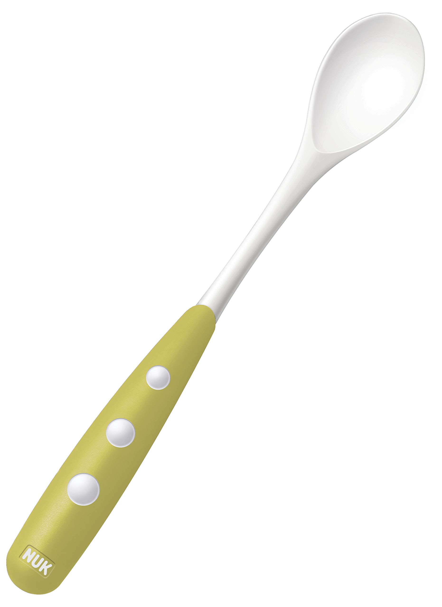 NUK Easy Learning 10255111 Baby Feeding Spoon Rounded Edges Extra-Long Non-Slip Handle BPA Pack of 2 Pistachio Colour