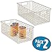 mDesign Wide Wire Storage Basket for Kitchen, Pantry, Cabinet - Pack of 2, Satin