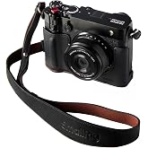 SmallRig GFX100RF Leather Case Kit for FUJIFILM, Including Leather Case with Back Wood Thumb Panel, Shoulder Strap and Concave Shutter Button Cap, Comfortable and Protecting (Black) -5267