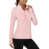 MAGCOMSEN Quarter Zip Pullover Women Fleece Shirt Thermal Long Sleeve Athletic Running Tops Thumb Hole