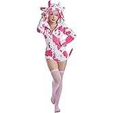 MEOWCOS Onesie Pajamas Adult Animal One Piece Cosplay Suit for Womens Cotton Bodysuit Tops One Piece Halloween Costume