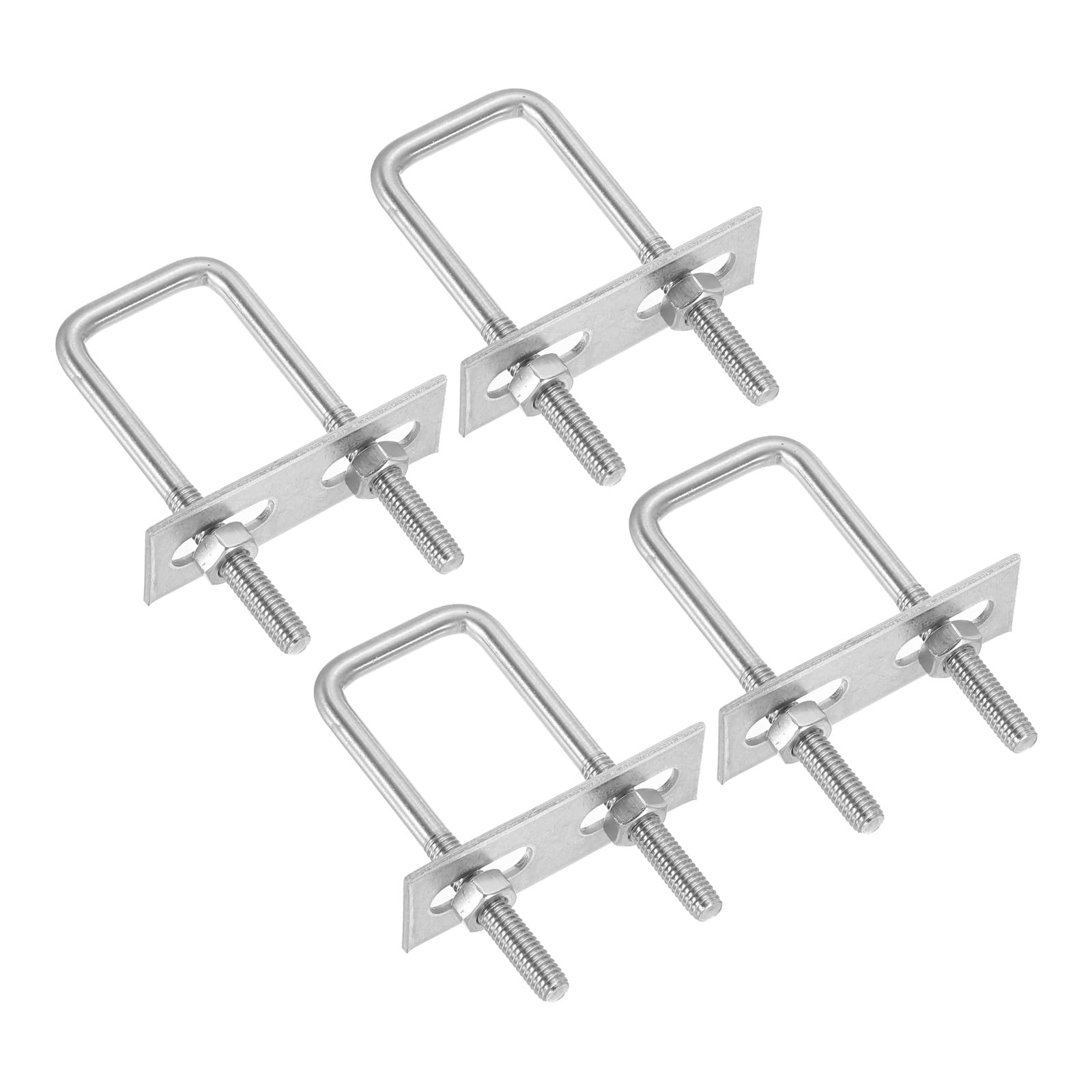 PATIKIL M6x25x70mm Square U-Bolts Kit, 4Set 304 Stainless Steel Square U Shaped Bolts Replacement Parts with Frame Plates and Nuts for Ski Board Sailboat Trailer