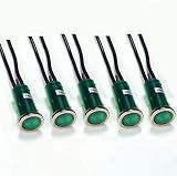 TopHomer 5x Green LED 12.5mm Panel Dash Indicator Light 12V 24V DC Wire view 1