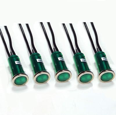 TopHomer 5x Green LED 12.5mm Panel Dash Indicator Light 12V 24V DC Wire