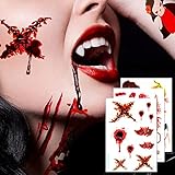 Geekper Halloween Makeup Party Bloody Scar Tattoo Window Decal Handprint Bloodstains Sticker Halloween CostumeMakeup  Party  Favor  10 Pack