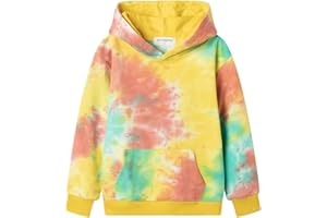 Mud Kingdom Boys Girls Hoodies Pullover Sweatshirts Stripes Patchwork Long Sleeve Tie Dye Floral Casual Fall Winter