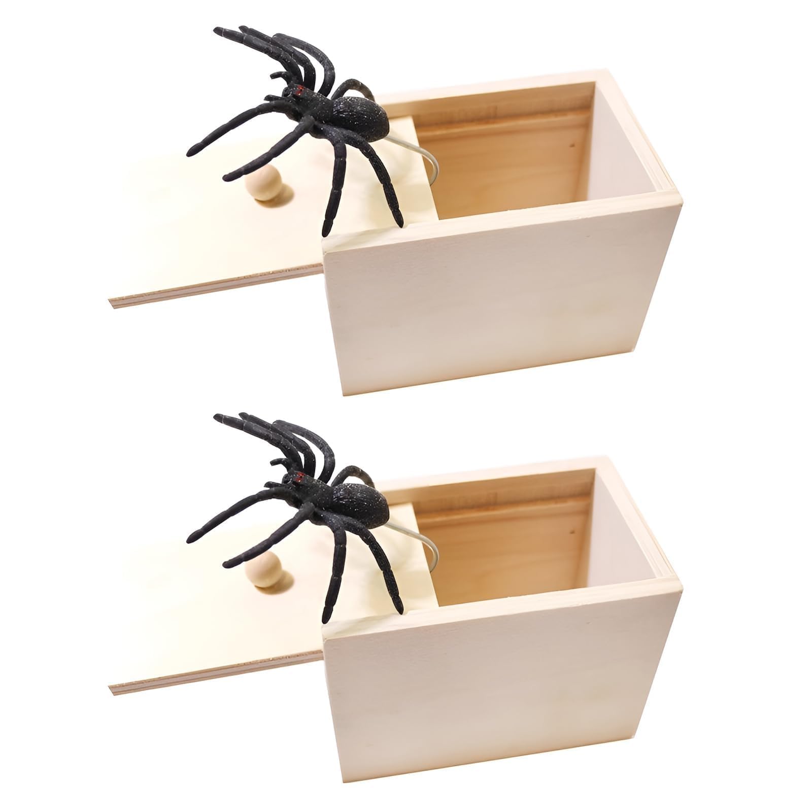 2 Pcs Spider In A Box Prank, Halloween Decorations, Spider Scare Prank Box, Spider Prank Box Fake Spider Pranks Funny Scare Box Spider Hidden In Case Wooden Spider Box Prank for Halloween Carnivals