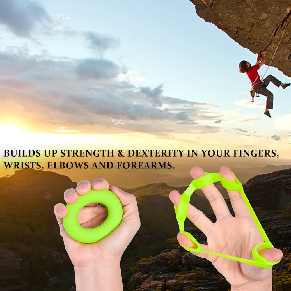 Hand Grip Strengthener, Finger Exerciser, Grip Strength Trainer (6 PCS) NEW MATERIAL Forearm grip workout, Finger Stretcher, Relieve Wrist & Thumb Pain, Carpal tunnel, Great for Rock Climbing and More: Health & Personal Care