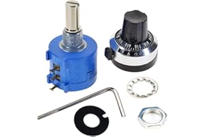 Onwon 50K Ohm Resistor 10 Turn Potentiometer 2W Wirewound Multi-Turn Adjustable Precision Potentiometer with 10 Turn Counting Dial Rotary Knob 6mm Shaft (50K Ohm)