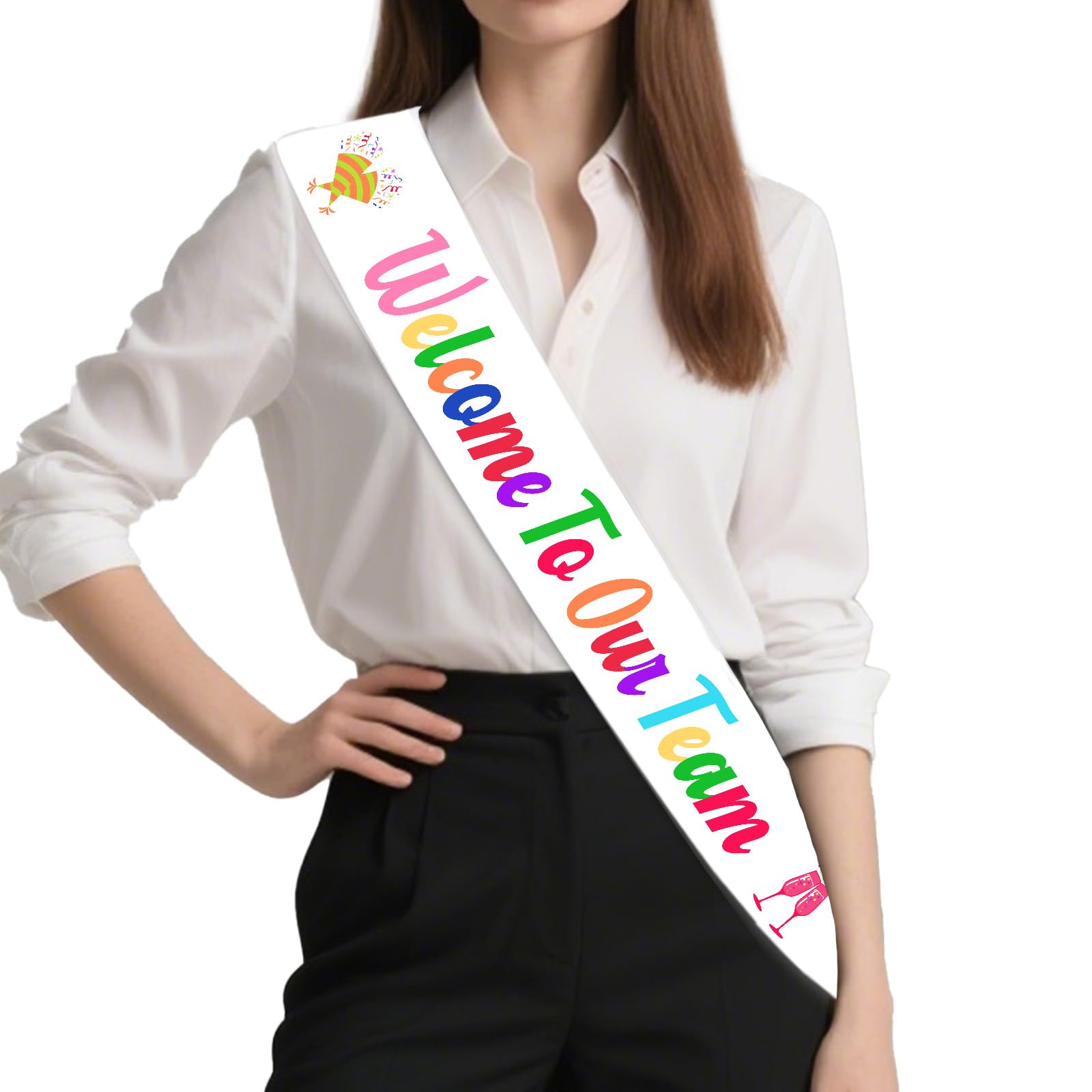 Diartpaint Welcome to Our Team Sash Watercolor Welcome to Our Team Party Favor A New Job Gifts Satin Sash for New Employee Teacher Colleague Team Member Office Party Welcome Gifts Supply
