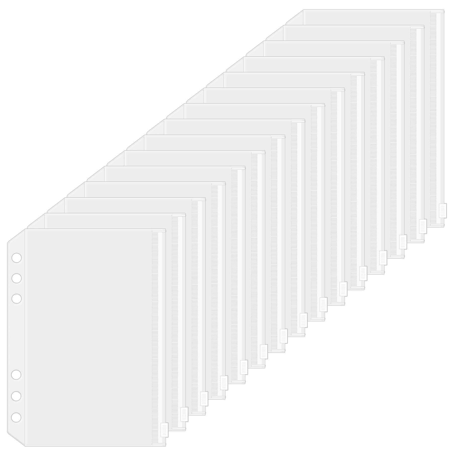 HAUTOCO 15PCS A5 Zipper Binder Punched Pockets, 6-Holes Clear Plastic Wallet Loose Leaf Bags Budget Binder Planner Insert for Cash Envelopes Bills Document Document Organizer