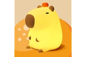 Hinittey Capybara Silicone Night Light with an Orange, Portable USB Rechargeable Animal Lamps Brightness Adjustable and 20 Mi