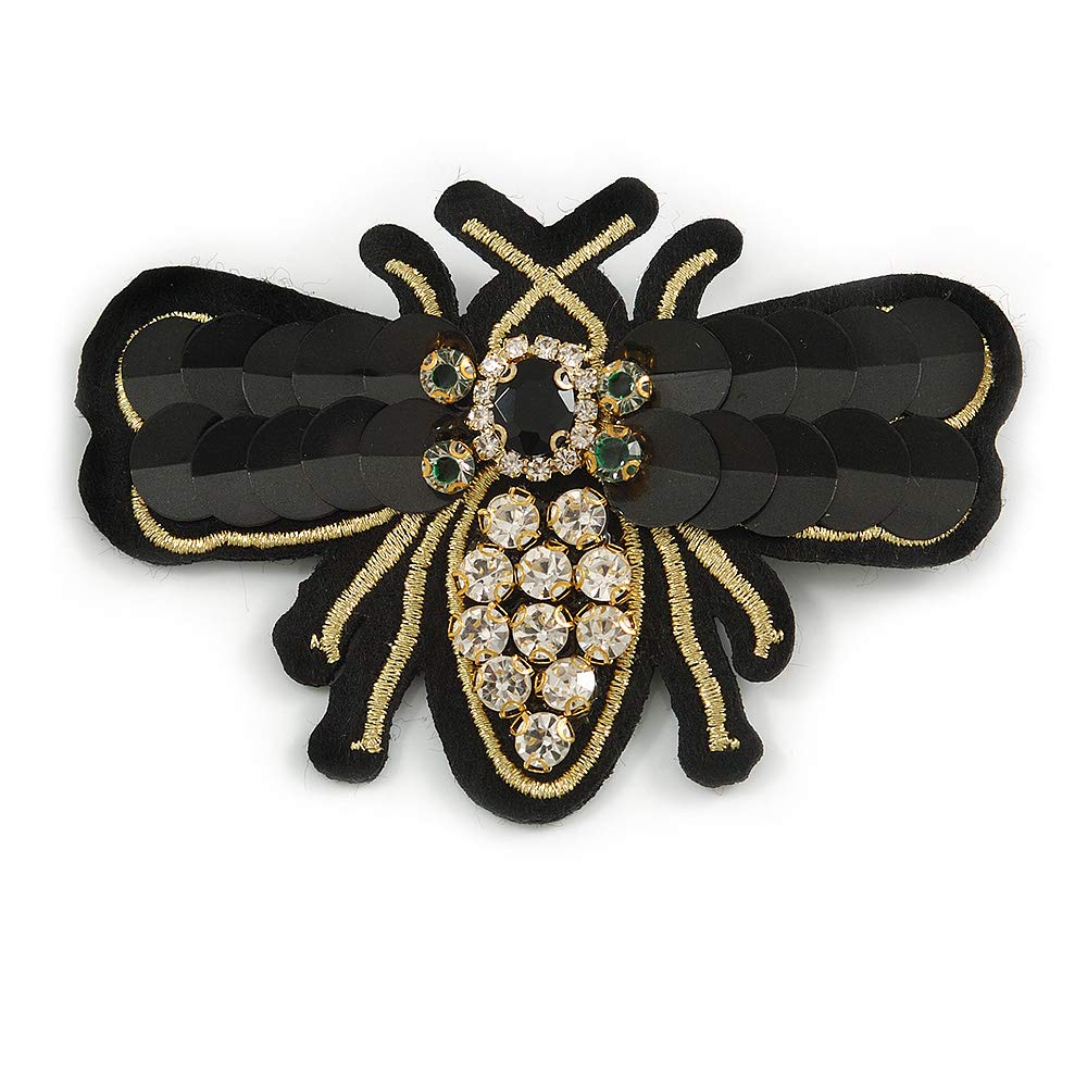Large Funky Sequin Crystal Bee Brooch - 95mm Across