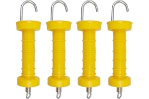 Crapyt 4 PCS Electric Fence Gate Handles Heavy Duty Gate Handle Gate Handle with Spring 9.25"×2.32" Yellow
