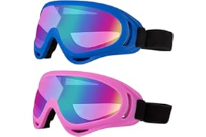 LJDJ Ski Goggles Pack of 2 - Snowboard Motorcycle Goggles Glasses for Boys Girls Youth Men Women