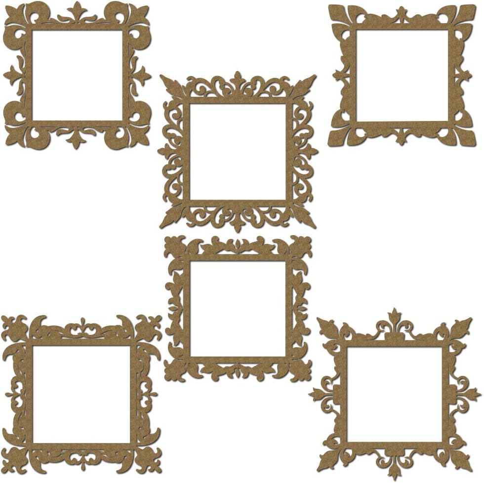 Square Mini Frames - Scrapbooking Laser Cut Chipboard - 6 Piece Set
