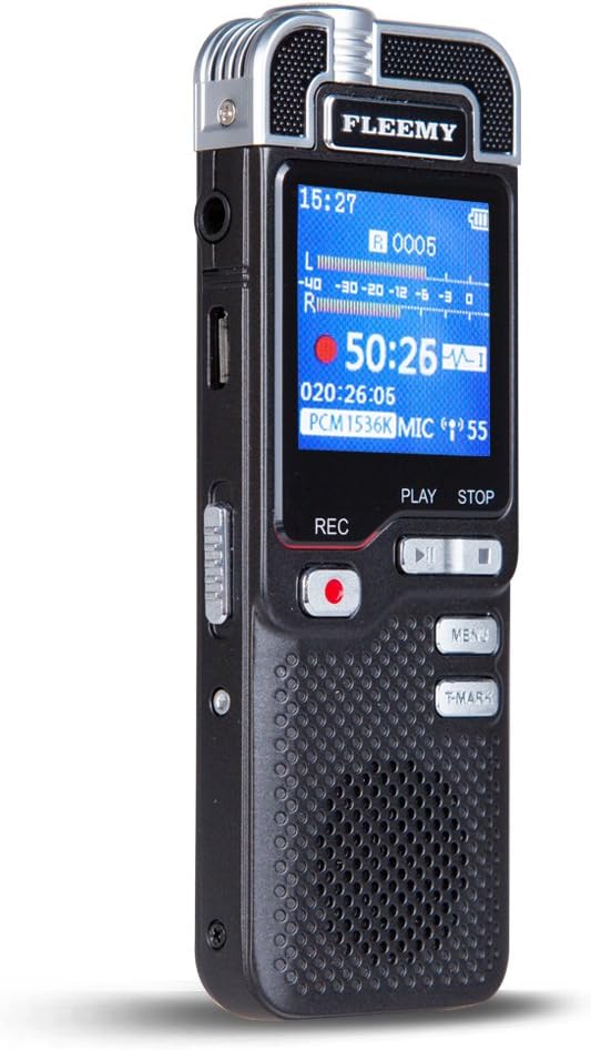 Fleemy 16GB Digital Voice Activated Recorder Dictaphone HD with MP3 Hi-Fi Player Rechargeable