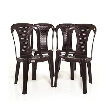 Varmora Without Arm Chair Set of 4 (Netted Dine Brown)
