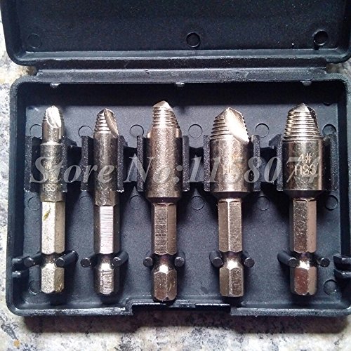 Generic 5pcs Screw Easy Speed Out Extractor Remover Drill Tool Set Hex Shank Hss Broken Rusted Stripped Screw Bolt Nut Remover Extractor