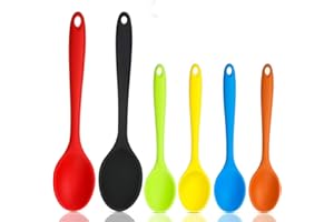 YEZZZZ 6 Pieces Silicone Mixing Spoons Set Nonstick Kitchen Cooking Spoons Silicone Serving Stirring Spoon for Kitchen Cookin