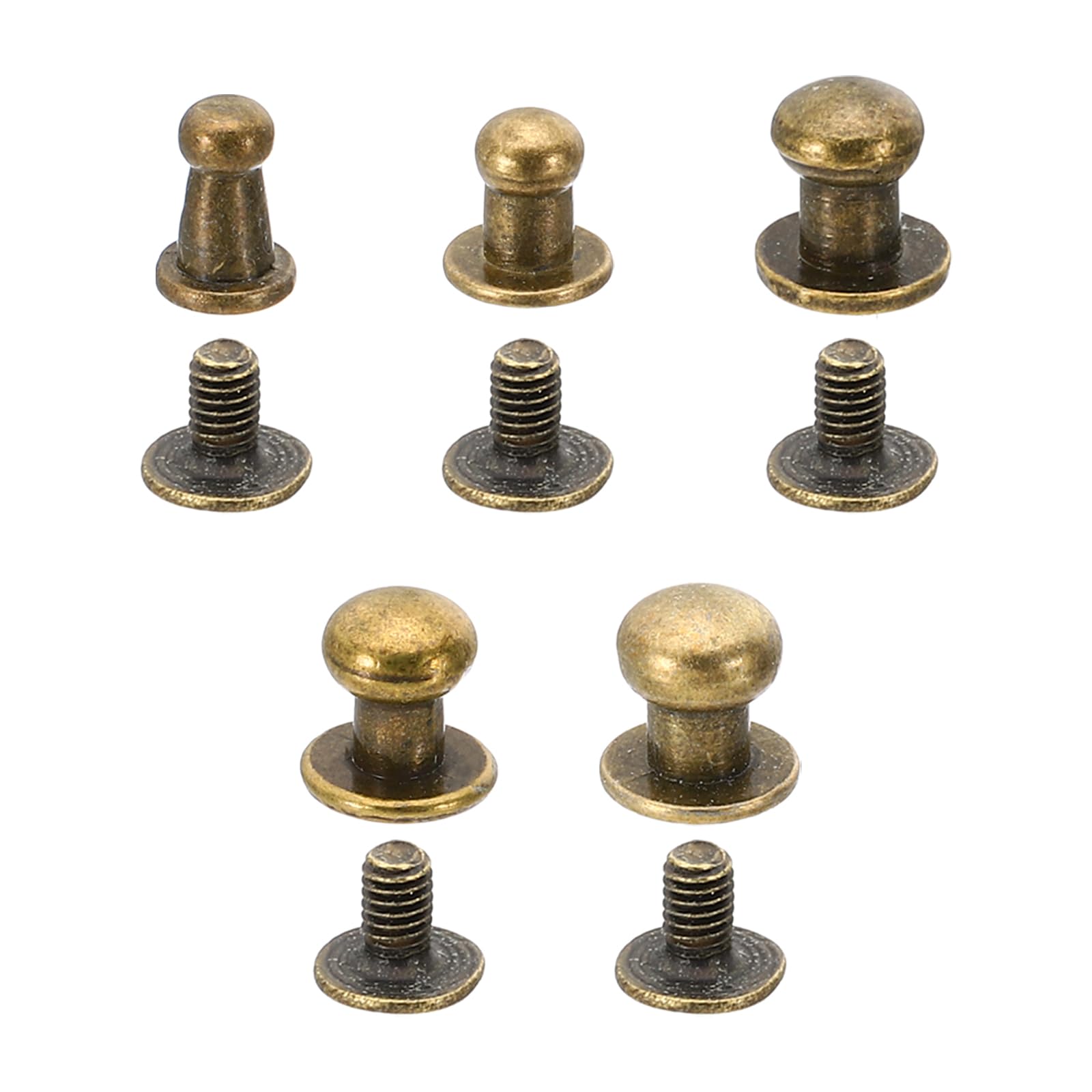 PATIKIL Leather Rivets, 50 Sets Round Button Head Studs Metal Screw Studs Posts Chicago Screws Rivet for Clothing Leather Crafts, Grey