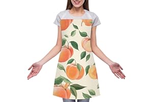 NONHAI Kitchen Bib Apron with Pockets Peach Cooking Apron Adjustable Chef Apron for Women Men