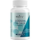Heivy Salt Tablets 1000mg, 365 Tablets Pure Sodium Chloride Pills | Salt Pills, Non-GMO - Electrolyte Balance and Hydration Support, Electrolytes Replenisher Hydration Drink