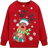 Toddler Boys Christmas Sweatshirts Long Sleeve Pullover Shirts Reindeer Sweaters Xmas Cartoon Tee Sport Tops 1-7T