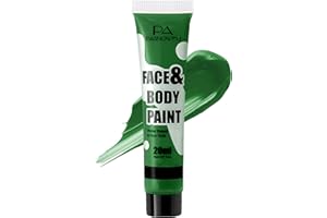 PASNOWFU Green Face Paint - Professional Water-Based Non-Toxic Body Painting for Witch Frankenstein's Monster Halloween SFX Cosplay, Highly Pigmented Washable paint for Costume Party Stage Performance