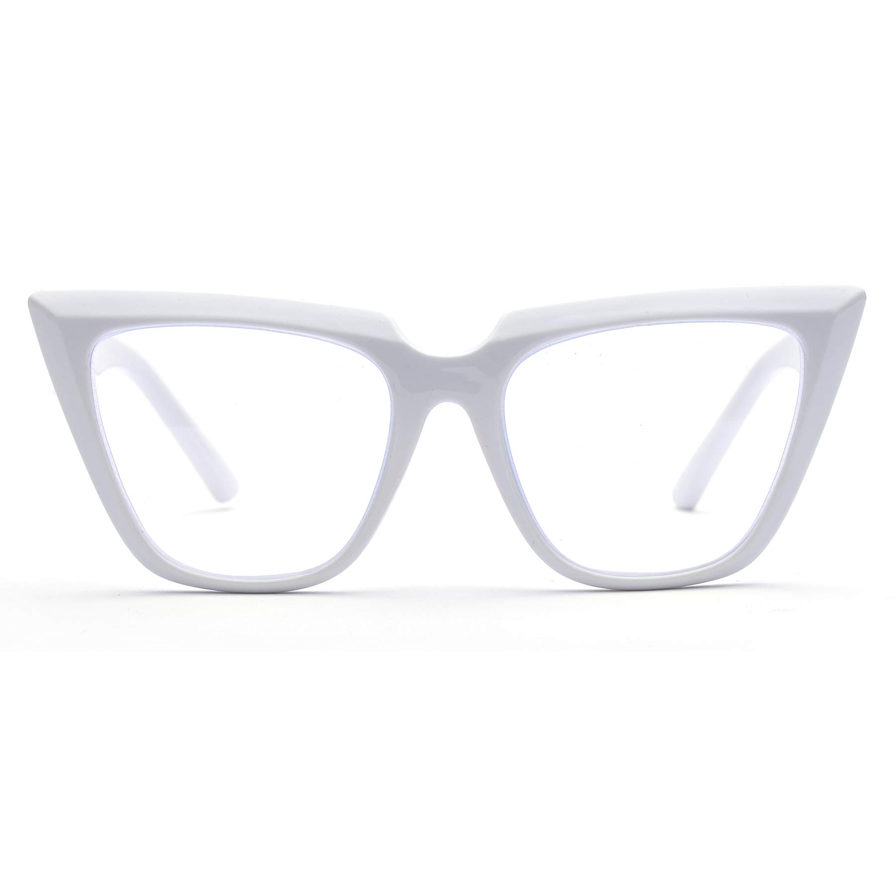 ZUVGEES Blue Light Blocking Reading Glasses Womens Chic Oversized Cat-Eye Eyeglasses Big Frames Large lens Computer Readers (White, 0.0)
