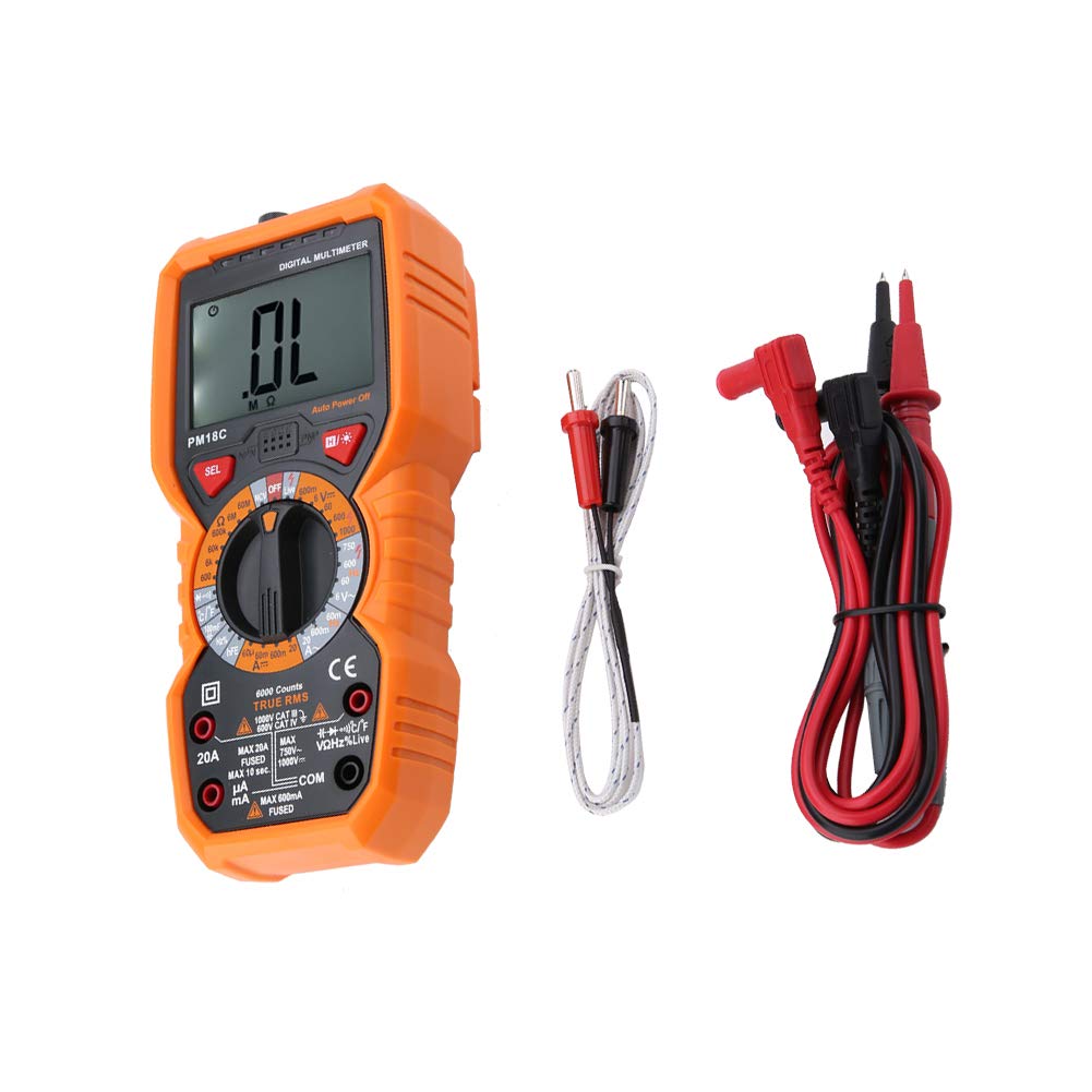 multimeter+ Digital Multimeter,PEAKMETER 6000 counts Intelligent Handheld Digital Multimeter Temperature Tester Voltage Resistance Meter True RMS NCV Tester Backlight Display